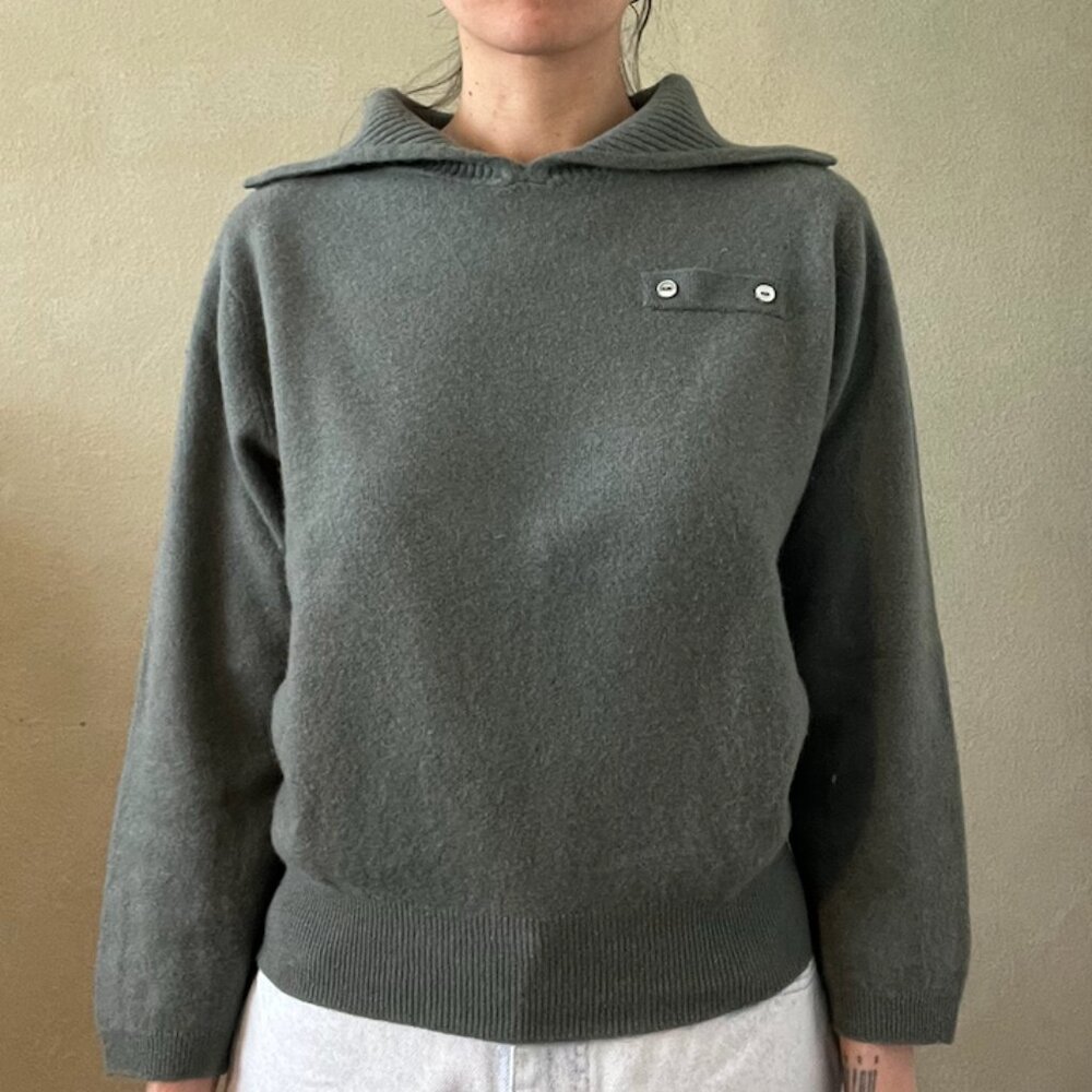Vintage Military Style Rib Collared Pullover